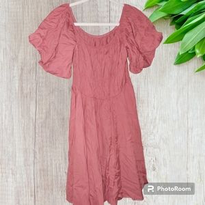 Salmon Peasant Dress